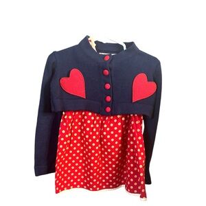 Navy and Red Heart Kids Dress